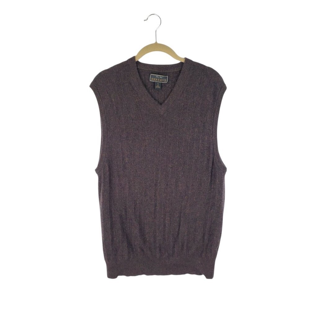 Jos A Bank Reserve 100% Cashmere Sweater Vest Brown Multi Old Money Mens XL